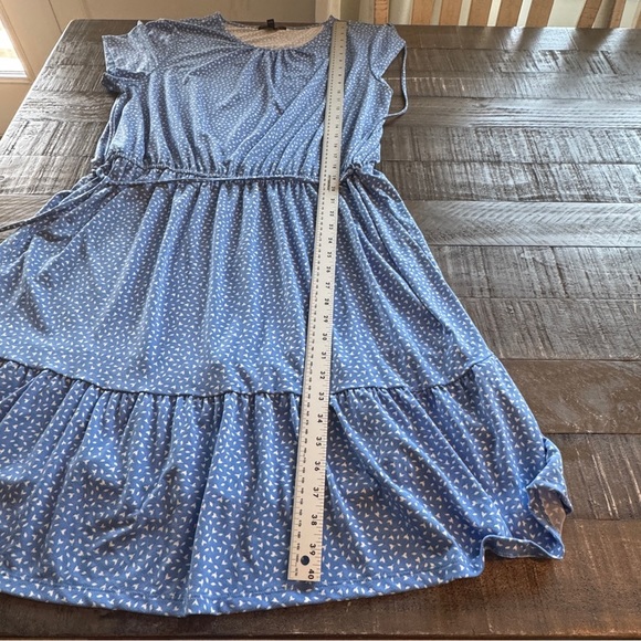 Banana Republic Women’s Belted Blue White Floral Dress XL Polyester-Spandex Chic - Picture 6 of 12